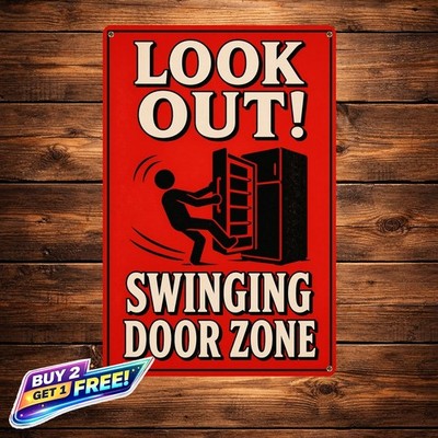 Bold White Serif Typography Funny Caution Sign Metal Tin Sign