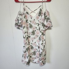 Peach Love California “Fell For You So Quickly” Floral Off Shoulder Dress Small