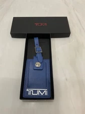 NEW IN BOX Tumi ALPHA Leather Luggage Name Tag Buckle - SOLID MEDIUM BLUE