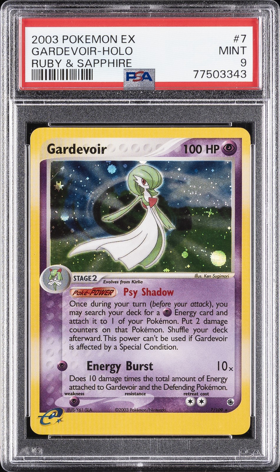 2003 POKEMON EX RUBY & SAPPHIRE #7 GARDEVOIR-HOLO PSA 9