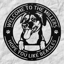 Personalized Beagle Dog Metal Sign Custom Home Farm Decor Gift Indoor Outdoor