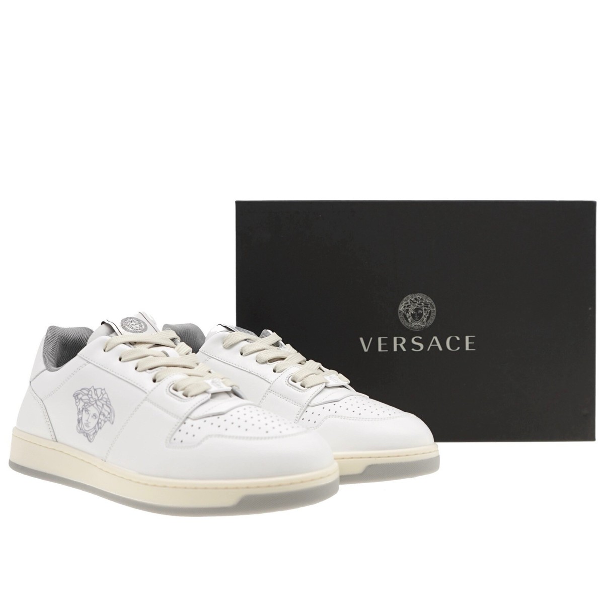 Versace Medusa Men’s White Leather Sneakers 9.5 US (42.5 Eu) 1013377 IT NIB $700 Versace Medusa Low Top Men main image 3