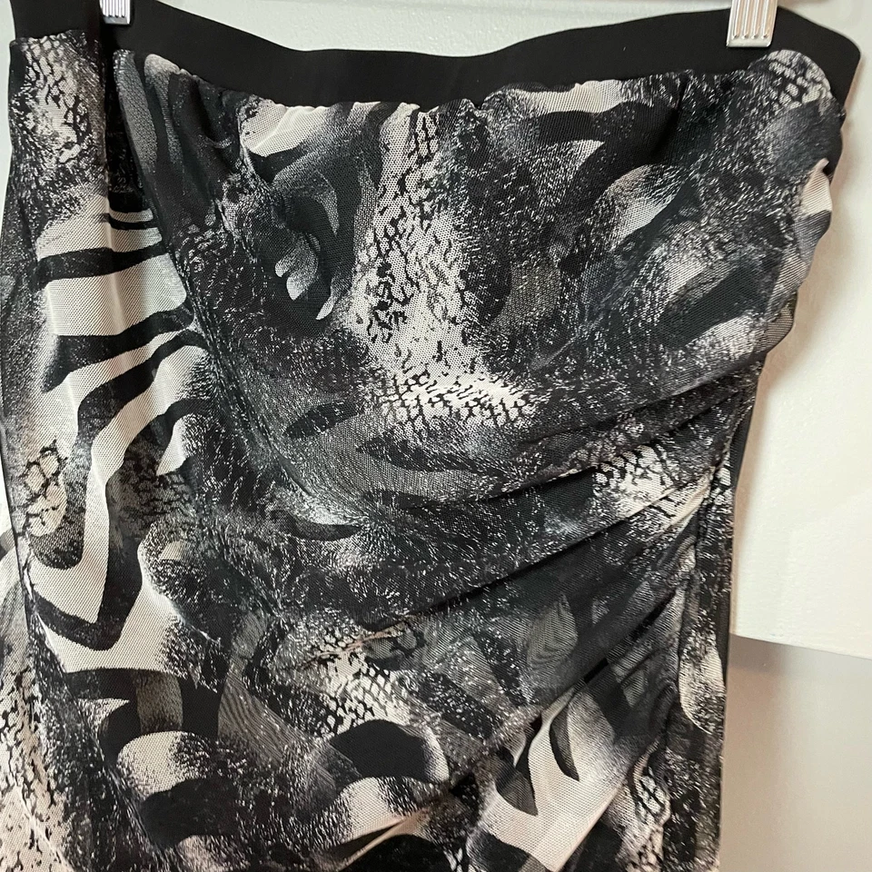 Caché Vintage Y2K Layered Wide Leg Tube Top Jumpsuit SZ Large Black Zebra Print - Image 2 of 4