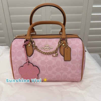 NWT Coach Rowan Satchel Bag Signature Canvas With Charms Gold