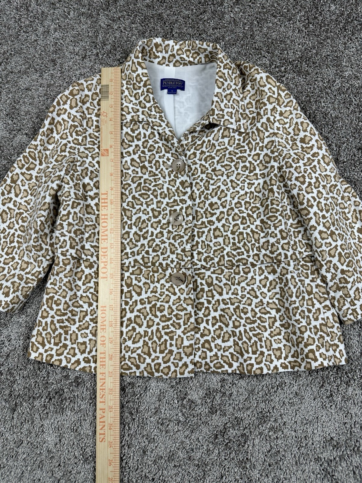 Pendleton Womens Leopard Linen Blend Peplum Jacke… - image 3