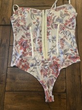 FREE PEOPLE Intimately FP Floral Mesh Bodysuit Large Neutr NWT