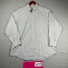 Brooks Brothers Shirt 16.5 Blue Striped Non Iron Casual Button Up Long Sleeve