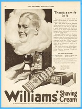 1920 J B Williams Co Glastonbury CT Shaving Cream Brush Talc Bathroom Decor Ad