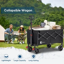 Collapsible Foldable Wagon Cart Brake Wheels, 330LBS Large Capacity Beach Sports