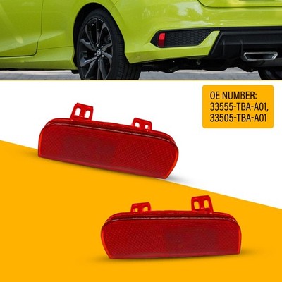 Rear Bumper Reflectors For Honda 2016-2021 10th Gen Civic Left & Right RED TWO