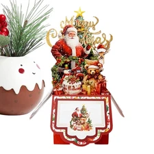 Christmas Pop-Up/ 3D Greeting Card With Envelope – 3D Santa, Tree & Gifts Design