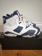 Nike Air Jordan 6 Retro GS White Midnight Navy Varsity Red Size 5Y