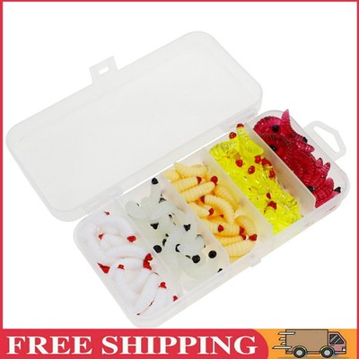 100PCS/Box Soft Maggot Baits Soft Baits Fishing Bait Fishing Worms for Bass Carp