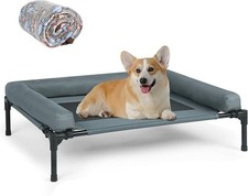 Elevated Dog Bed with Bolster Cooling Raised Pet Cot Indoor Outdoor 90 x 65 x 18