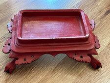 ANTIQUE BURMESE LACQUERED  OFFERING TRAY  WOODEN RARE OLD  10" x 7.5" 3.75"