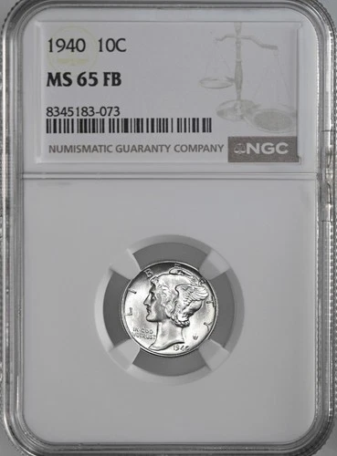 1940-P  10C  MERCURY SILVER DIME  "FULL BANDS"  NGC MS65 FB #8345183-073
