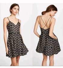Alice + Olivia Marilla Strappy Metallic Short Cocktail Party Dress 0