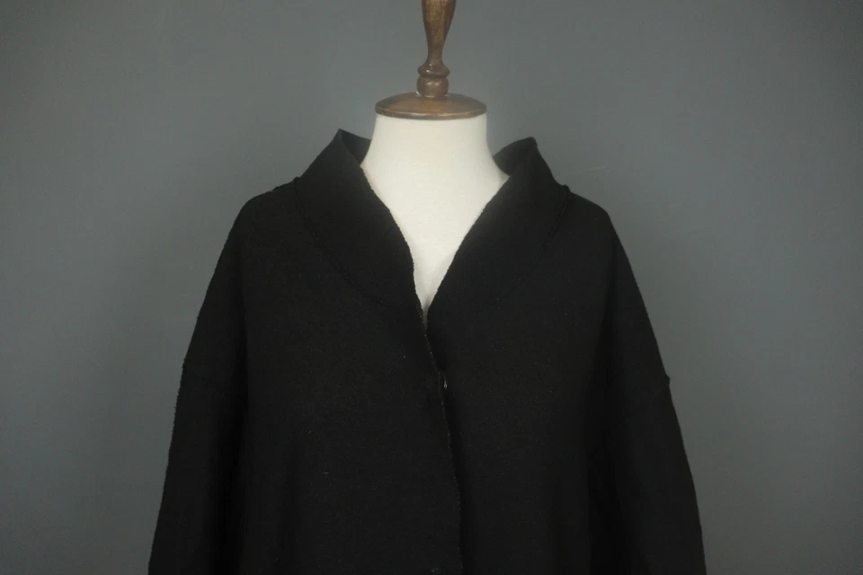 OSKA Black 100% Virgin Wool Classic Long Sleeve Button Front Long Coat Size 1 - Image 2 of 4