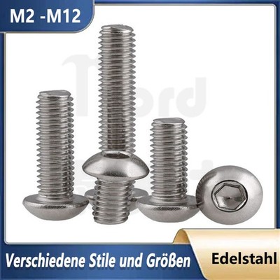 M2 M2.5 M3-M12 Linsenkopfschrauben A2 Edelstahl DIN7380 Innensechskant Schrauben