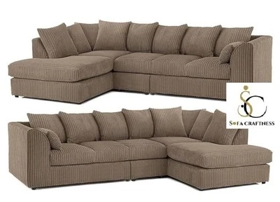 XL JUMBO CORD L- SHAPE CORNER SOFA SET LEFT / RIGHT HAND 4/5 SEATER UNIVERSAL