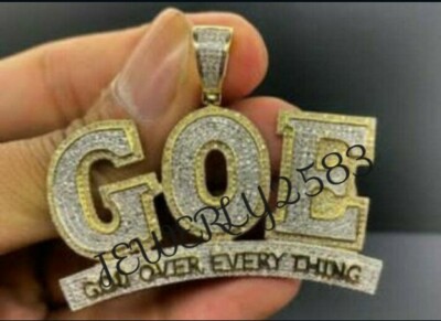 14k Yellow Gold Plated Silver 3.2 Ct Men's Customized Any Three Letter Pendant