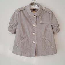 Vintage Thomas Burberry Jacket Uk12 Us8 Eu40 Logo Button Detail Striped Cotton