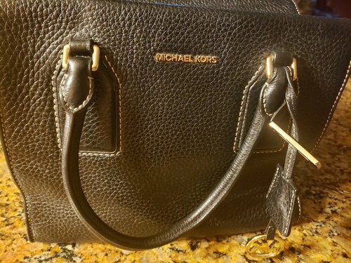 Michael Kors Black Pebbled Leather Medium Satchel - Picture 8 of 12