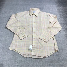 Vintage H.I.S  Shirt Mens Large Disco Button Up  Yellow Gray Long Sleeve Orange