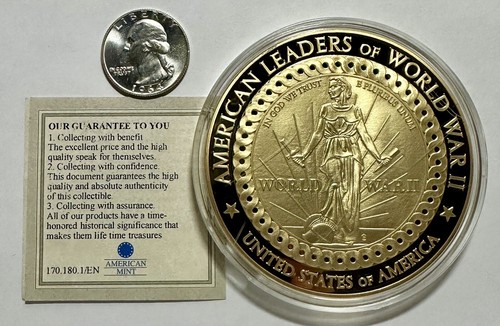 2014 US Dwight D. Eisenhower moneta commemorativa - oro 24K con COA - 110 g e 70 mm - Foto 5 di 5