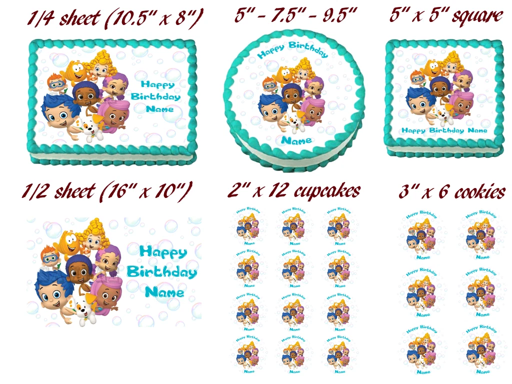 Bubble Guppies Edible Cupcake Toppers