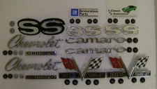 1967 Camaro SS 396 Emblem Kit w/ Fasteners Crossed-Flag Fender Trunk GM LICENSED