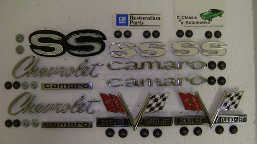 Emblems Kit 43pc w/ fasteners 67 Camaro SS 396 **In Stock** Super Sport - Foto 1 di 6