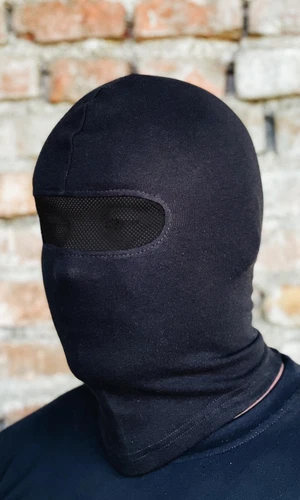 Sturmhaube mit Netz vor Augen in schwarz Hooligans Ultras Maske Balaclava Beanie - Bild 4 von 6