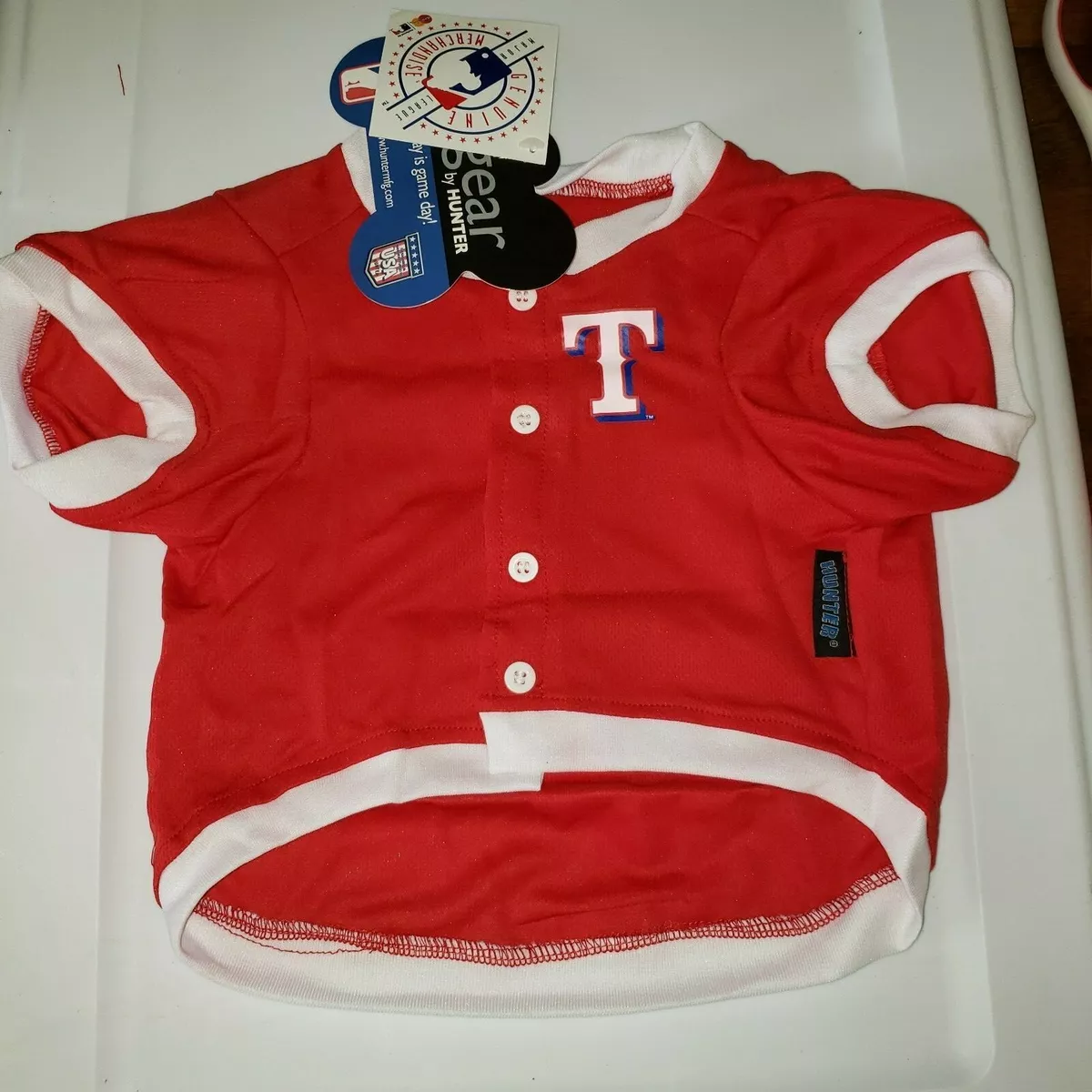 Hunter MLB Texas Rangers Short Sleeve Dog Jersey Size Large NEW w/ Tags