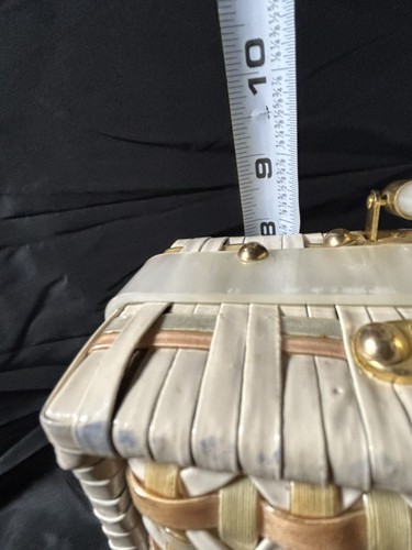 Stylecraft Miami Vintage Lucite Wicker Top Purse With Chip On Side Lucite In Pic - Imagen 17 de 18