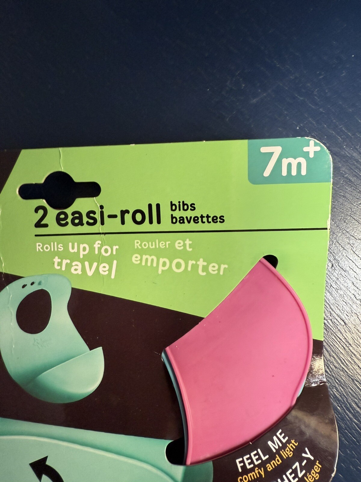 2 Pack Tommee Tippee Easi-Roll Up Adjustable Bibs BPA Free 7 months+ Blue Pink