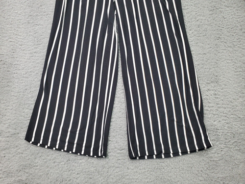 No Comment Pants Girls L Black Striped Polyester Belted Elastic Waist Wide Leg - Picture 3 of 11