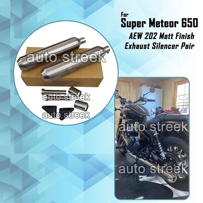 für Royal Enfield Super Meteor 650 SS AEW TE 202 Schalldämpferpaar mit mattem