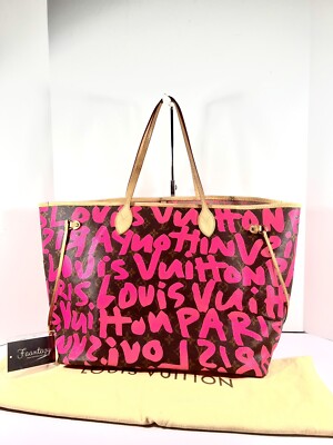 Louis Vuitton Monogram Graffiti Neverfull GM Fuchsia M93701 Ladies