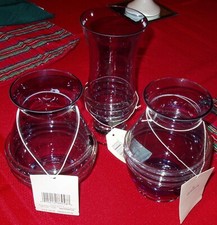 NEW Hallmark Signature Collection SET of 3 Clear Blue Glass VASES Raised Design