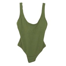 Kona Sol One Piece Swimsuit Women's Size XL Green Textured Lined