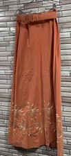 VTG Susan Thomas womens 10 orange embroidered fit flair maxi long skirt Vintage