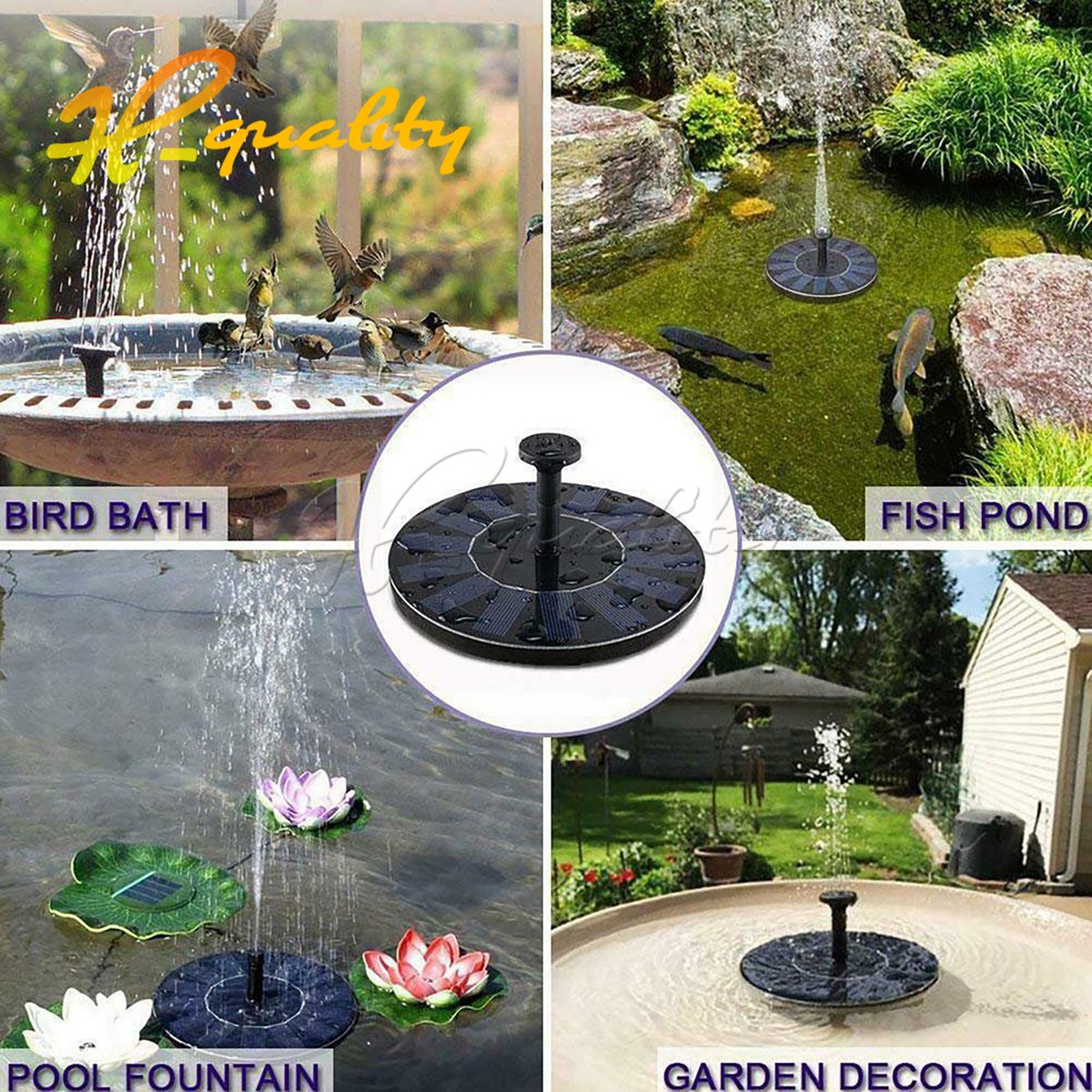 Portable Floating Solar Powered Water Fountain Pump for Birdbath Garden Backyard