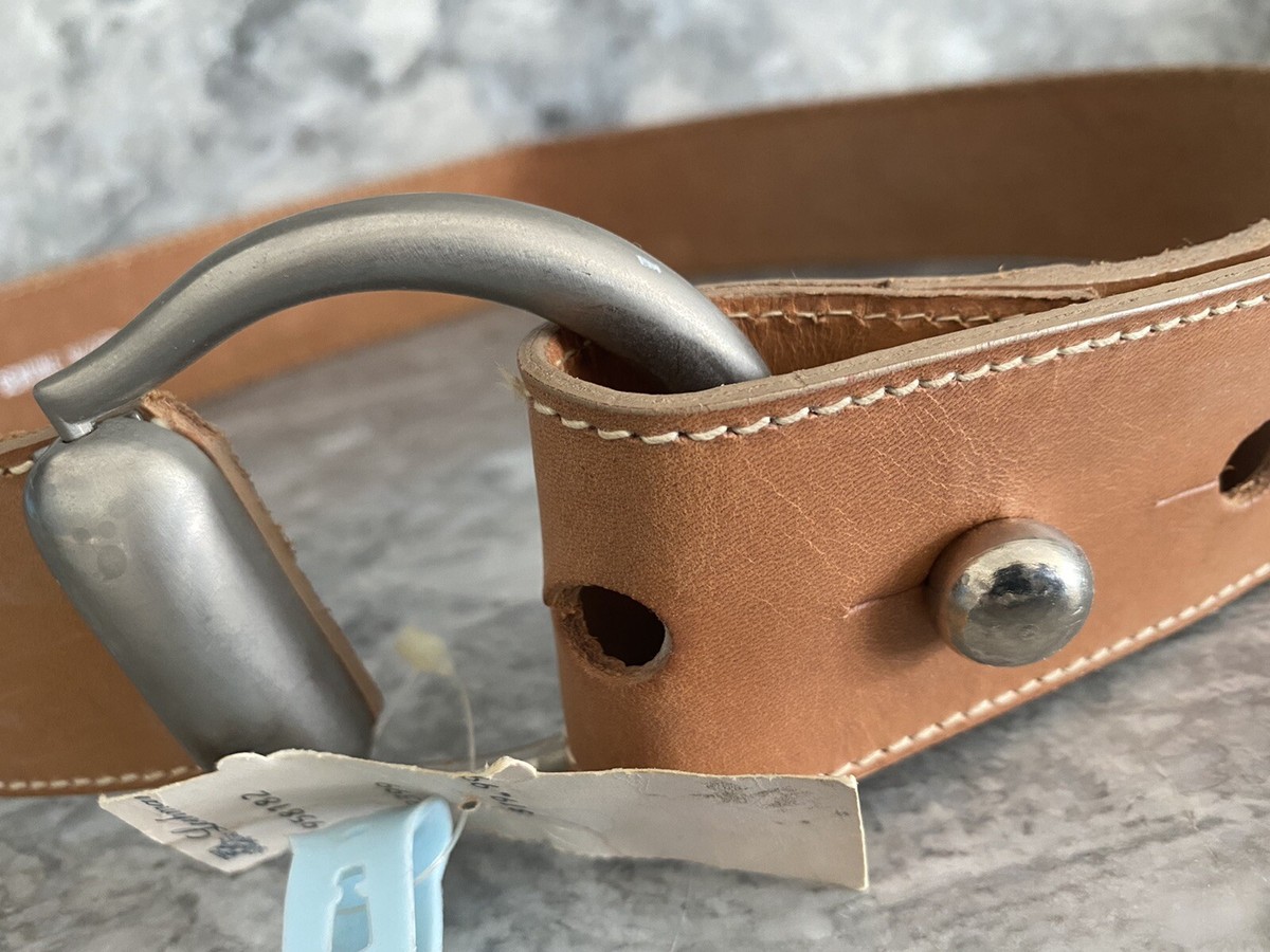 Genuine waxed saddle leather Wide belt Wood buckle Light Camel brown VTG Classic Leather Belt - Saddle Tan - Red Clouds Collective  main image 2