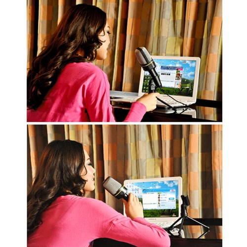 3 .5MM Retro Microphone Desktop with Holder Clip Computer Recording - Photo 3/3