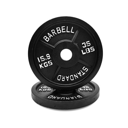 Olympic Barbell Plates 2 inch Solid Cast Iron Weight Plate Home Gym 25/35/45lbs - Picture 12 of 22
