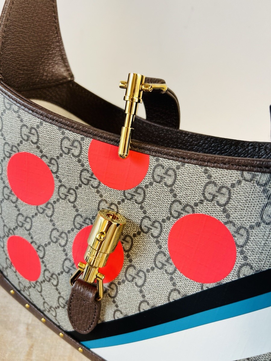GUCCI JACKIE 1961 GG Supreme Studded Shoulder Bag Canvas w