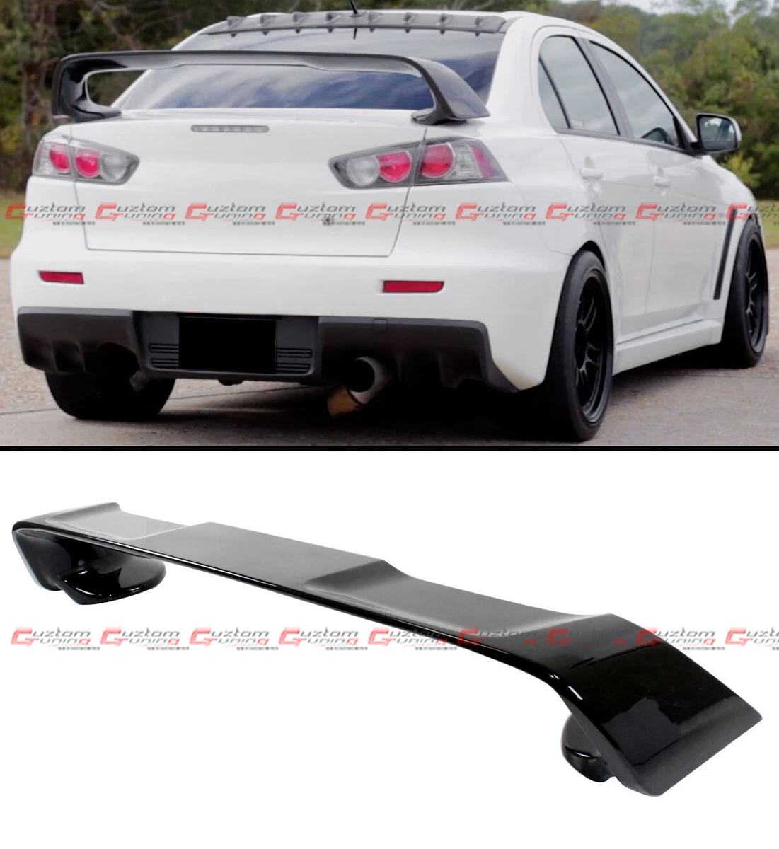 Kit De 2 Faldones (delantales/labios) Traseros De Poliuretano (PU) Para Mitsubishi Lancer 2008-2015 - Color Negro