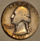 *HIGH GRADE* 1940-S Washington Quarter 90% Silver San Francisco *ALBUM TONING*