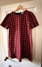 Anne Taylor LOFT Red Pink Shift Dress Print L Large